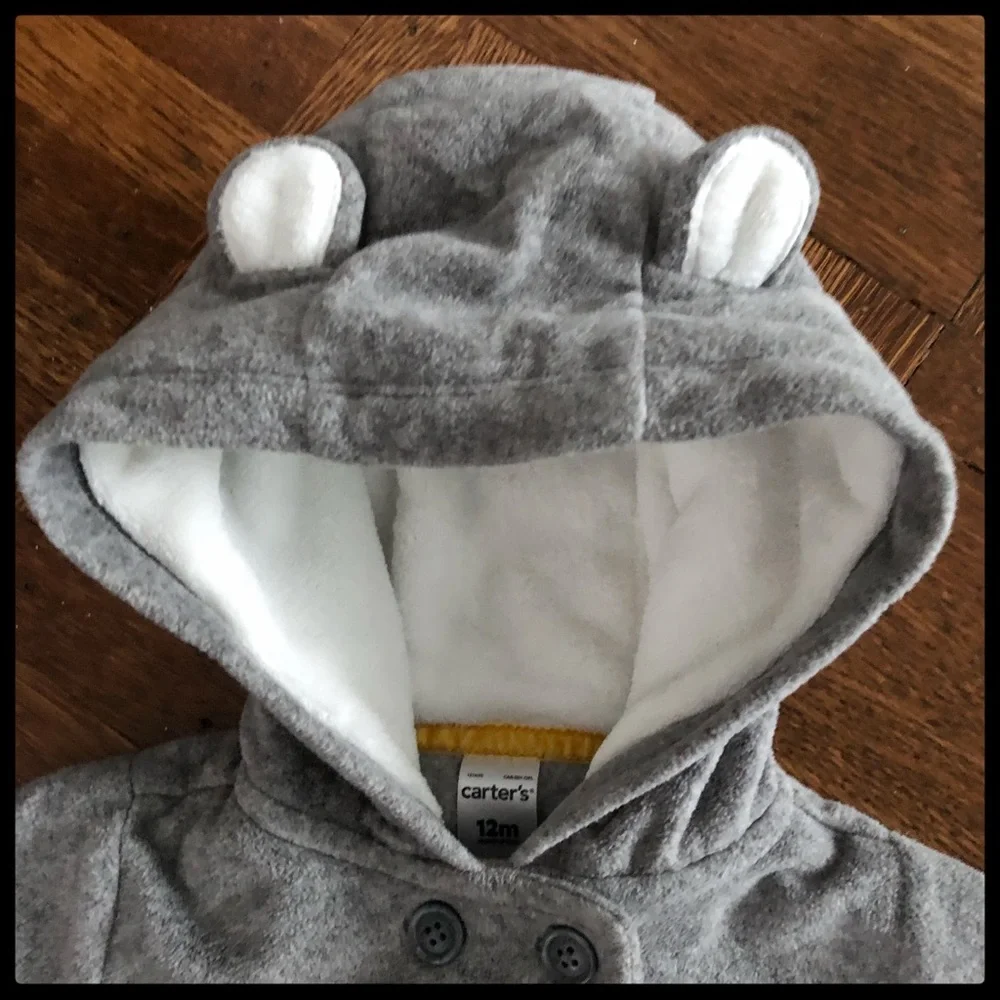 {Carter’s} Fleece Peplum Hoodie Elephant Pants Set - Picture 3 of 8